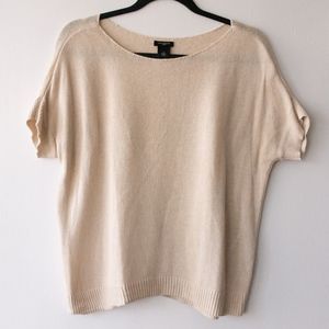 Beige Knit Short Sleeve Top